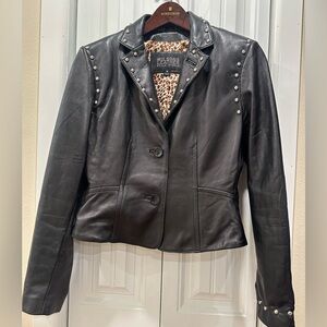 Wilsons Leather Pelle Studio Leather Studded Blazer